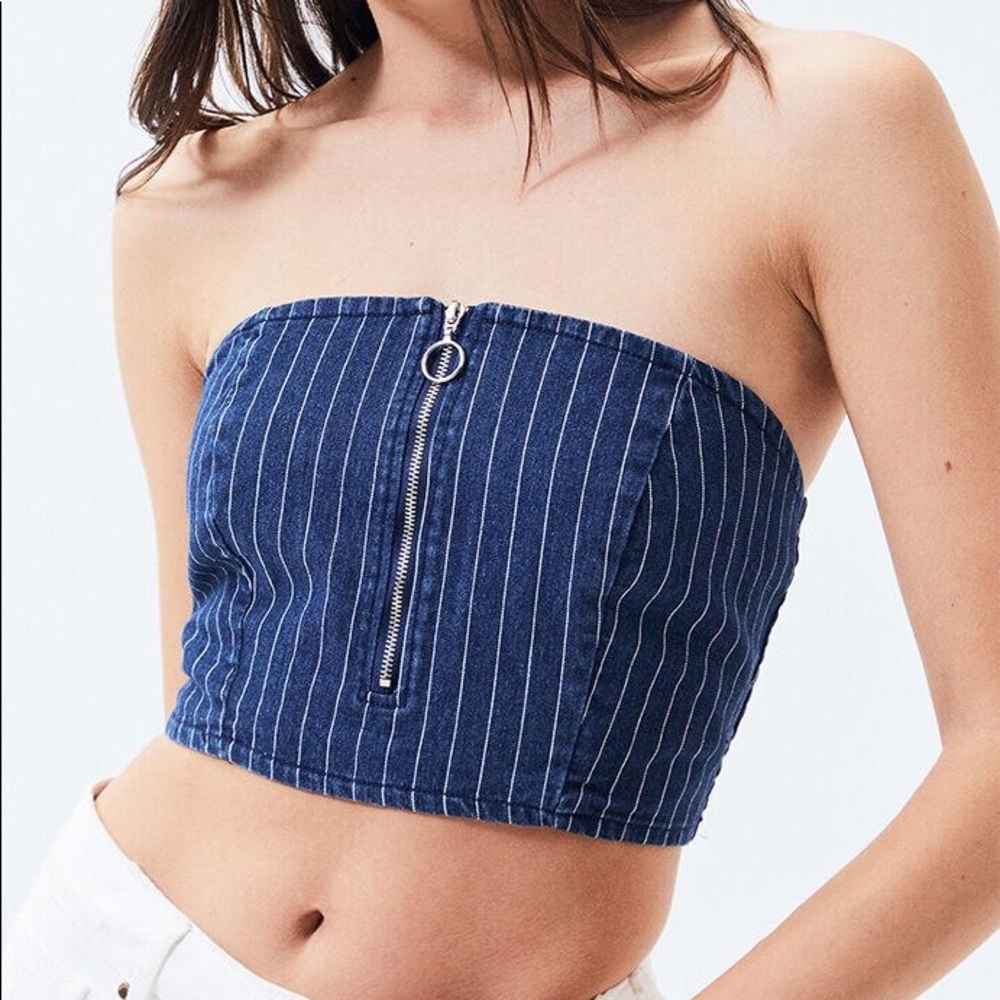 Kendall & Kylie Denim Zip up Tube Top || PacSun